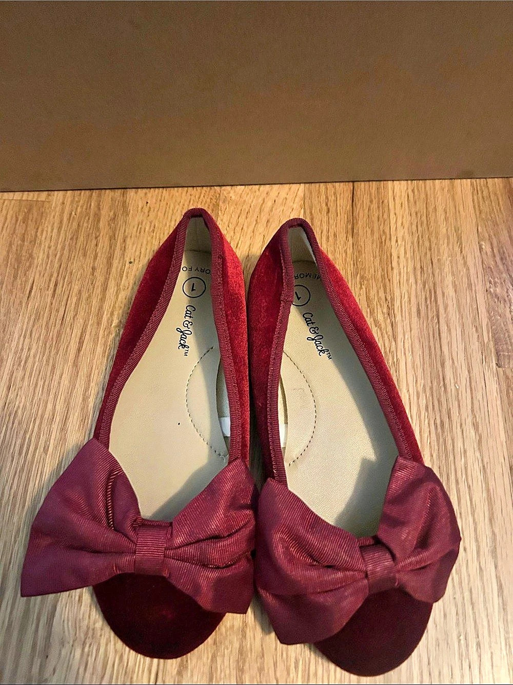 Cat & Jack Cerise Velvet Ballet Flats Red